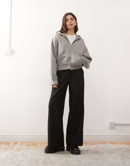 Weekday oversized boxy fit zip up hoodie in heather gray | ASOS