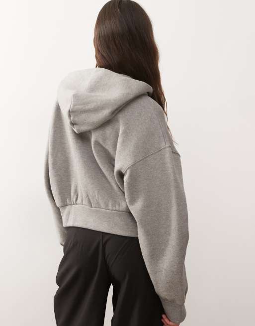 Weekday oversized boxy fit zip up hoodie in heather gray | ASOS