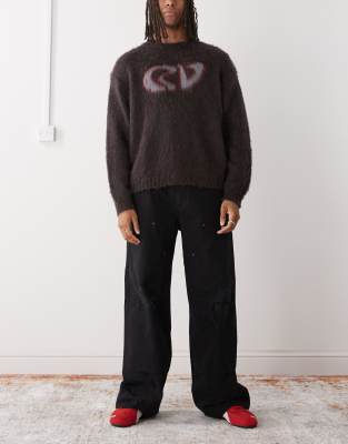Weekday Oversized Canvas Workwear Pants In Black