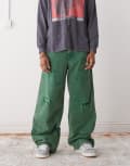 [Weekday] Weekday oversized canvas workwear pants in washed green 44 Washed green