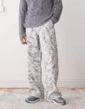 [Weekday] Weekday oversized cargo pants with graphic print in off-white 50 Off-white