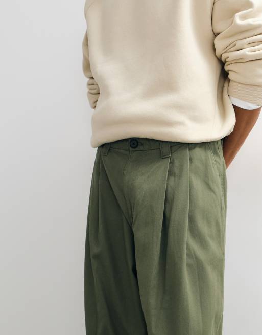 Weekday oversized chino pants in khaki, 3 of 5