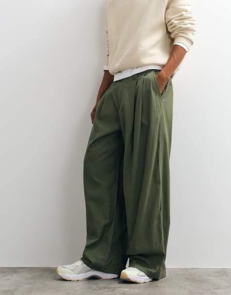 Weekday oversized chino trousers in khaki