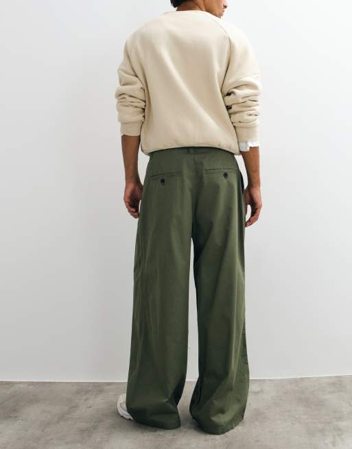 Weekday oversized chino trousers in khaki, 4 of 5