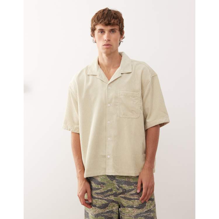 ★COOR★ Camp collar shirt beige RELAXED-FIT CAMP-COLLAR SHIRT - BEIGE | COS