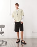 [Weekday] Weekday oversized cord revere shirt in beige-Neutral XL Beige