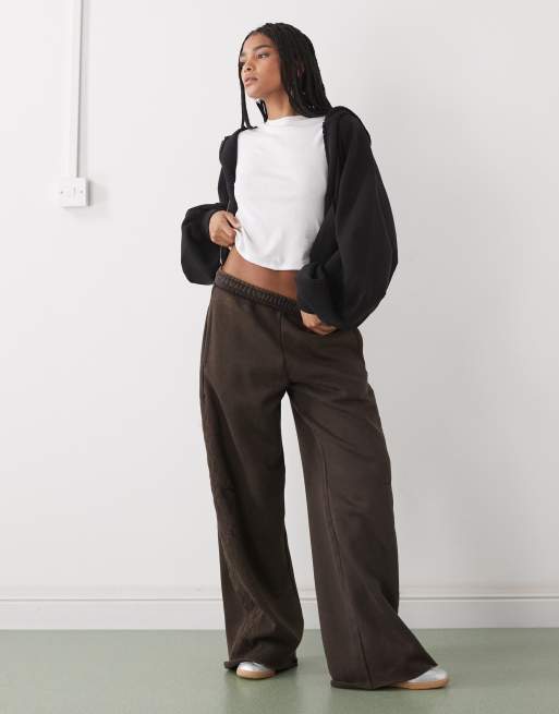 Weekday oversized cropped zip up hoodie with freyed hems in washed