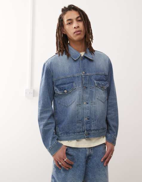Weekday - Oversized denim jack met plooidetail aan de voorkant in blauw - view 1