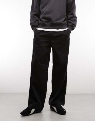 Weekday Oversized Elastic Waist Baggy Pants In Black