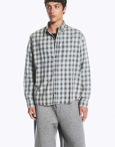 Weekday oversized flannel shirt in blue check - view 1