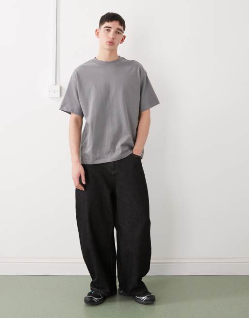 Weekday - Oversized grå T-shirt i kraftig jersey med firkantet pasform, 2 af 5