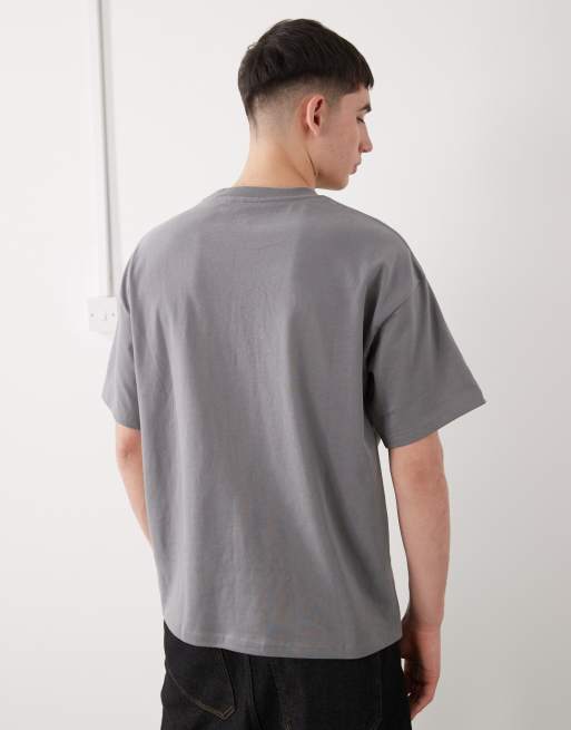 Weekday - Oversized grå T-shirt i kraftig jersey med firkantet pasform, 3 af 5