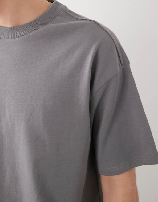 Weekday - Oversized grå T-shirt i kraftig jersey med firkantet pasform, 5 af 5