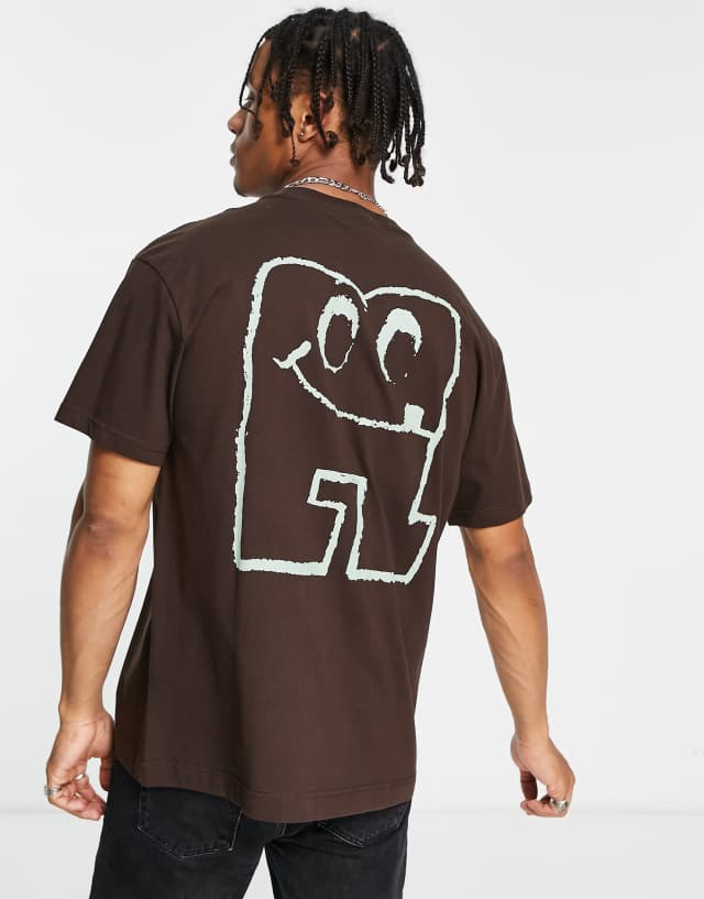 Weekday oversized graphic dream city printed T-shirt in brown