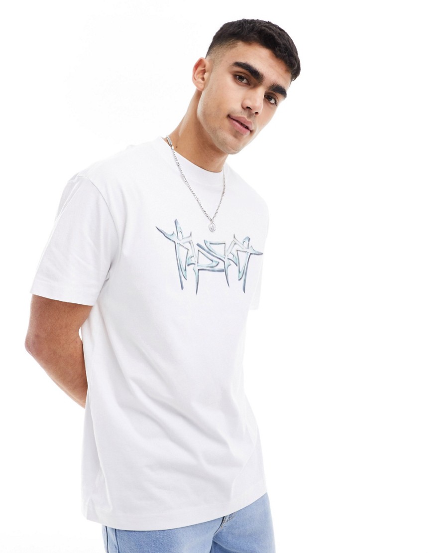 Weekday oversized graphic print t-shirt in white