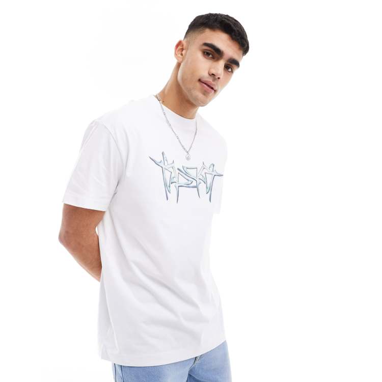Weekday oversized graphic print t-shirt in white | ASOS