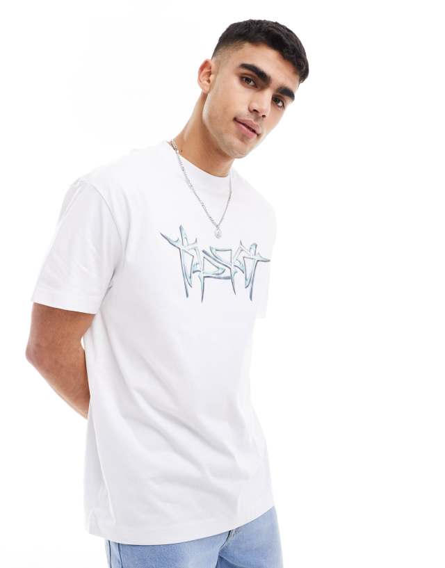 Weekday - oversized graphic print t-shirt in white