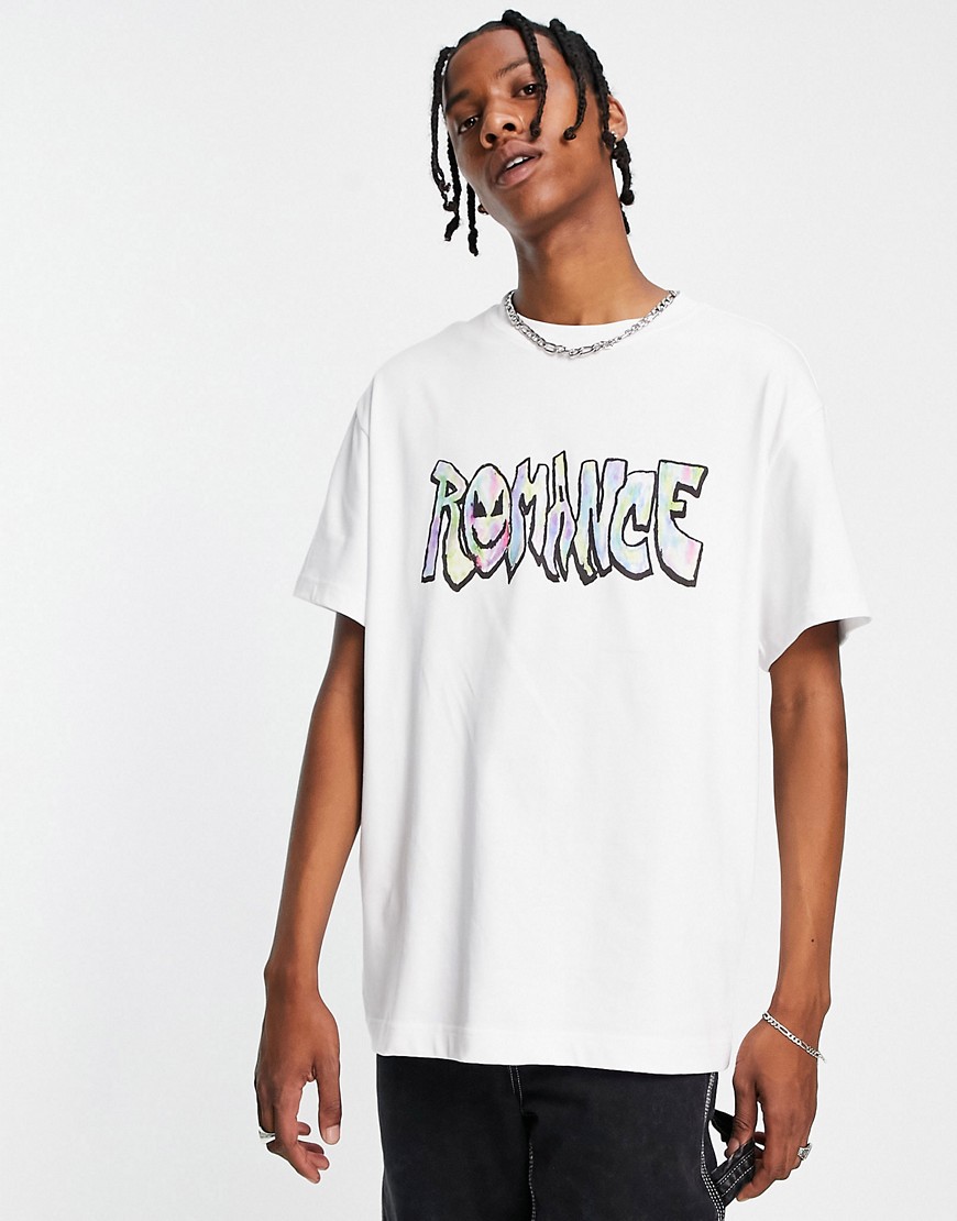 Weekday oversized graphic romance printed T-shirt in white