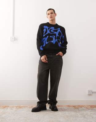 Weekday Oversized Graphic Sweater In Black