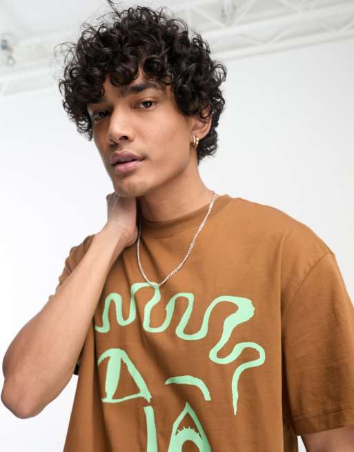Weekday Oversized graphic t-shirt in brown | ASOS