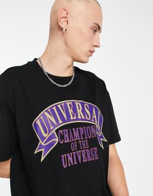 Weekday oversized graphic universal printed t-shirt in black