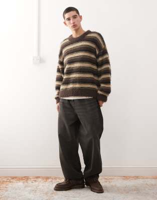 Weekday Oversized Hairy Knit Sweater In Brown