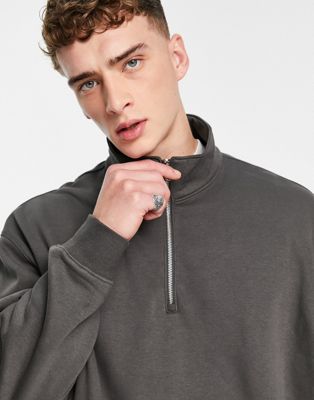 Weekday Unisex Patrik Half Zip Fleece Sweatshirt in All Over Print Exclusive to ASOS-Multi