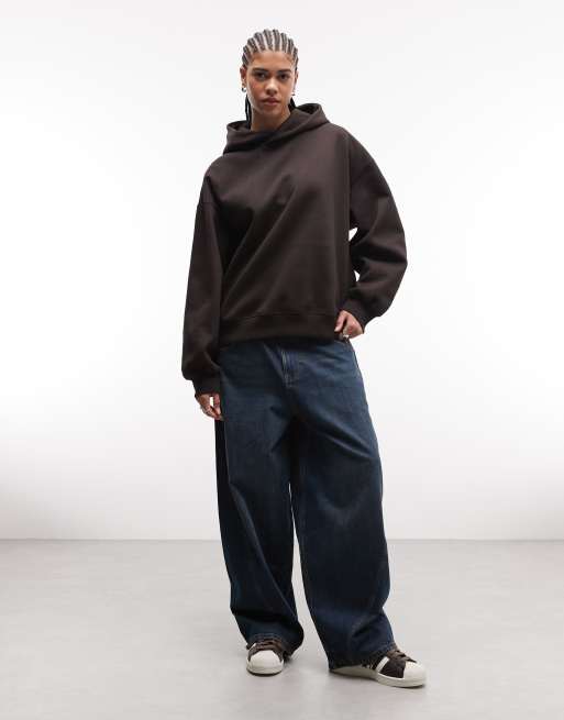Weekday oversized heavy hoodie in dark brown, 2 of 4