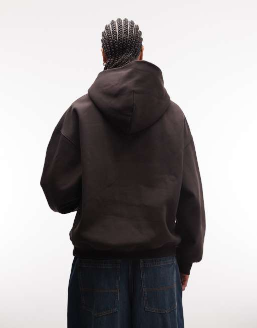 Weekday oversized heavyweight hoodie in dark brown, 4 of 4