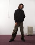[Weekday] Weekday oversized heavyweight jersey half zip sweatshirt in black M Black