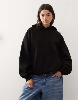 Weekday Oversized Heavyweight Jersey Hoodie In Black