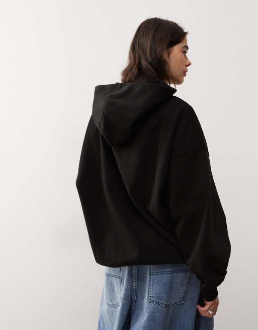 Weekday oversized heavyweight jersey hoodie in black