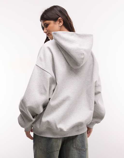 Weekday oversized heavyweight jersey hoodie in gray melange, 2 of 4