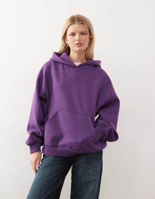Weekday Oversized Heavyweight Jersey Hoodie In Purple