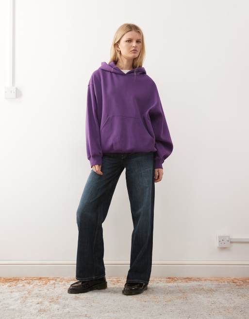 Weekday oversized heavyweight jersey hoodie in purple grape | ASOS