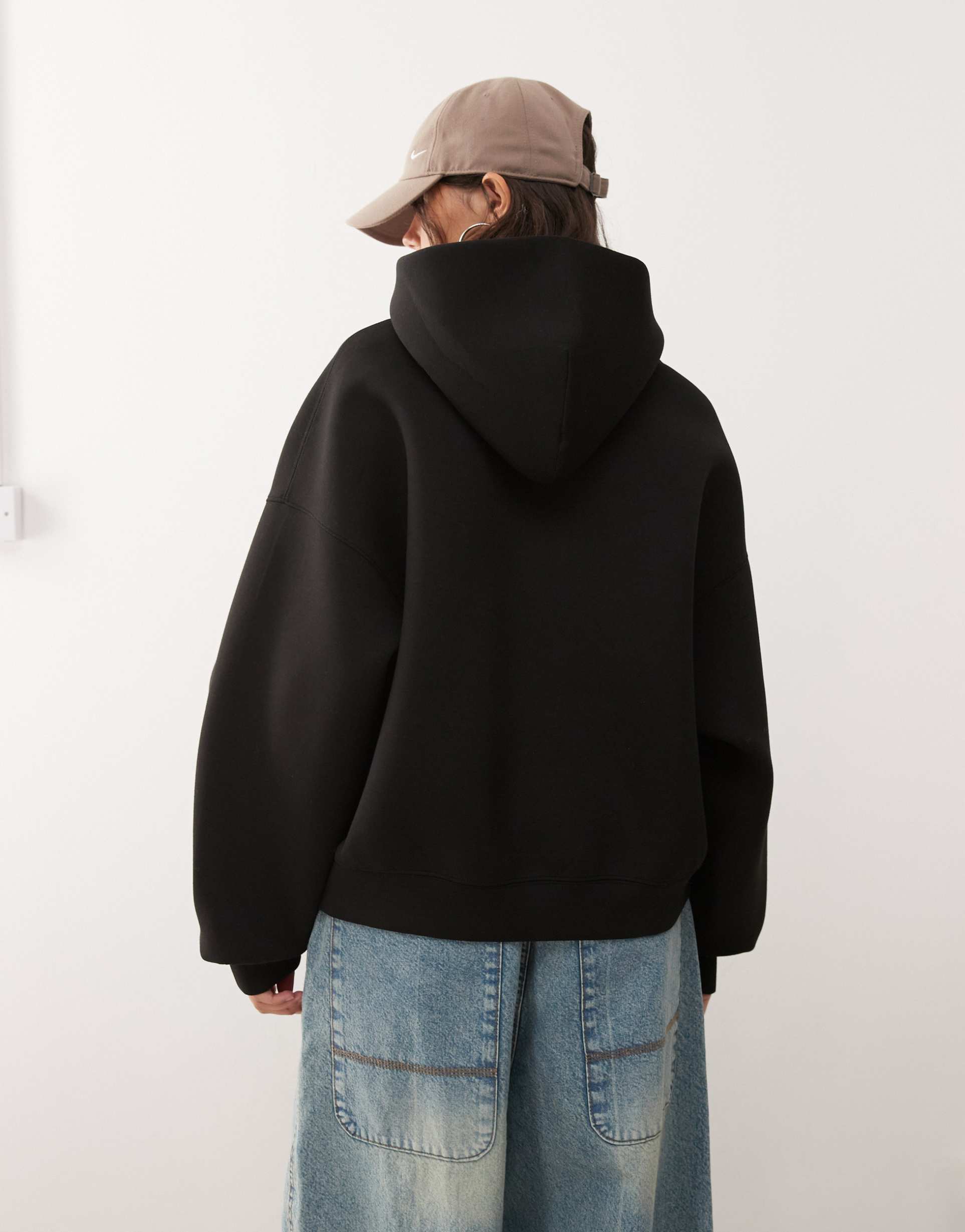 Weekday  oversized hoodie in black in scuba-style fabric