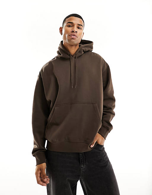 Men Weekday oversized hoodie in brown 