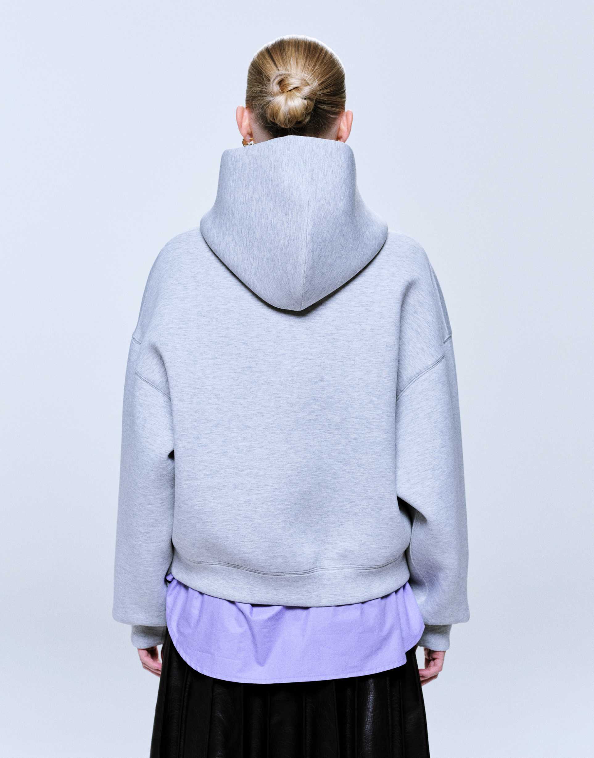 Weekday  oversized hoodie in grey melange in scuba-style fabric