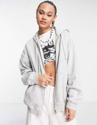 Weekday oversized hoodie in grey - ASOS Price Checker