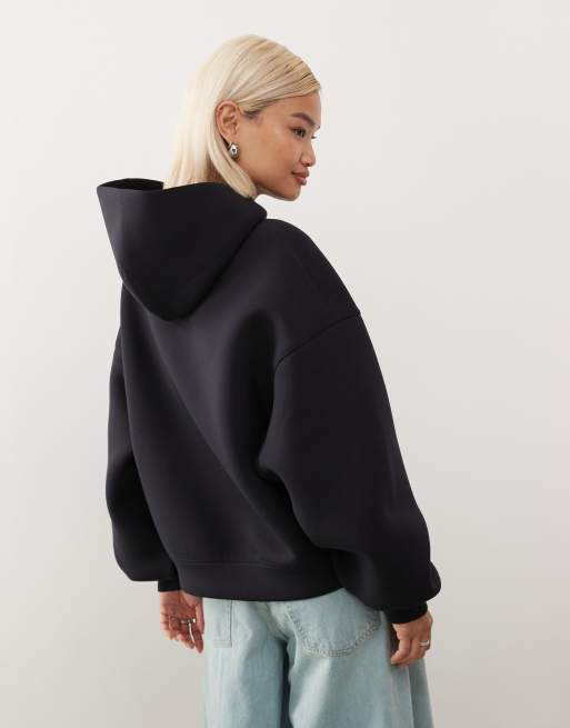 Weekday  oversized hoodie in navy in scuba-style fabric, 2 of 4