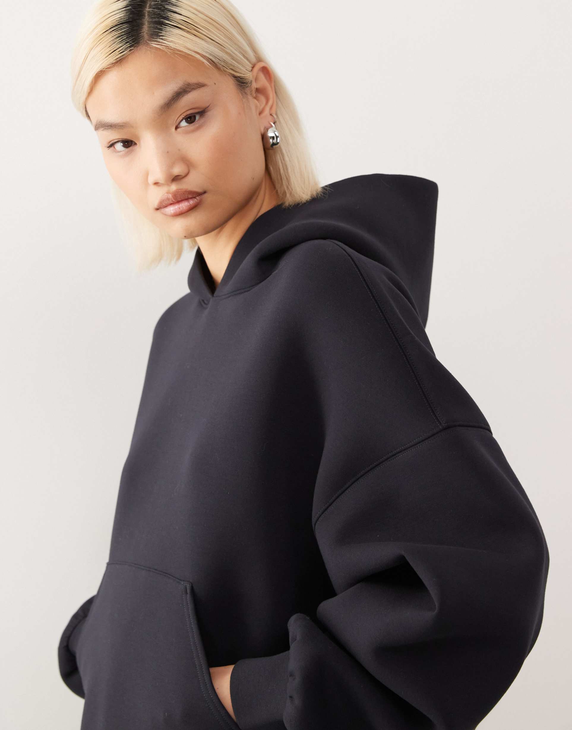 Weekday  oversized hoodie in navy in scuba-style fabric