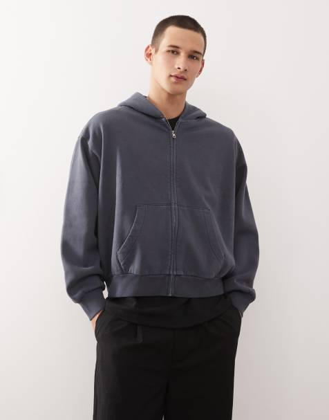 Weekday - Oversized hoodie met rits in marineblauw - view 1