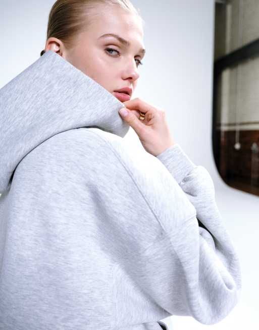 Weekday - Oversized hoodie van stof in scuba-stijl in gemêleerd grijs, 2 van 4