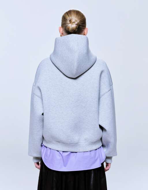 Weekday - Oversized hoodie van stof in scuba-stijl in gemêleerd grijs, 4 van 4