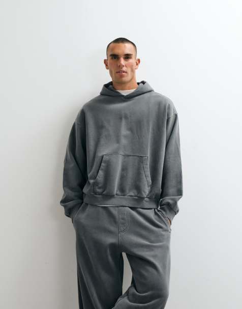 Weekday - Oversized hoodie van zware jersey in grijs met wassing, deel van co-ord set - view 1