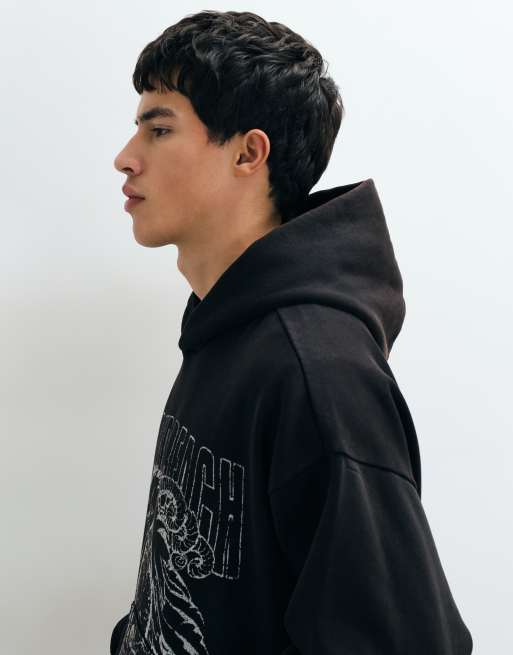 Weekday oversized hoodie with beyond reach graphic print in black, 4 of 5