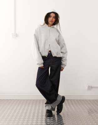 Weekday Oversized Hoodie With Borg Lining In Gray