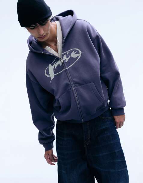 Weekday oversized hoodie with scribble graphic in washed purple - view 1