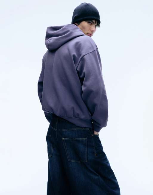 Weekday oversized hoodie with scribble graphic in washed purple, 4 of 4