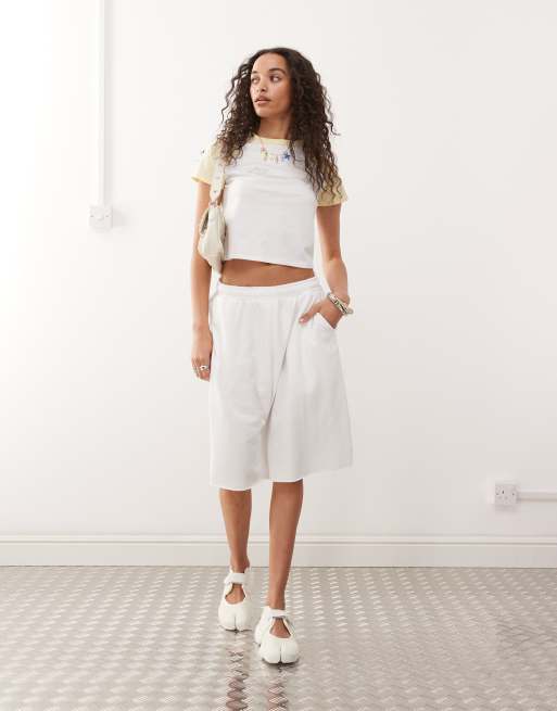 Weekday oversized jersey shorts in white